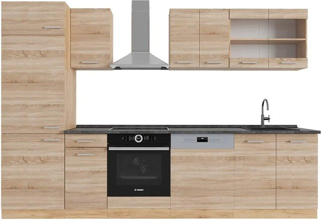 Vicco R-Line Küchenzeile Sonoma Eiche und Anthrazit, Breite: 300 cm, Höhe: 207 cm, Tiefe: 60 cm - Bild 1