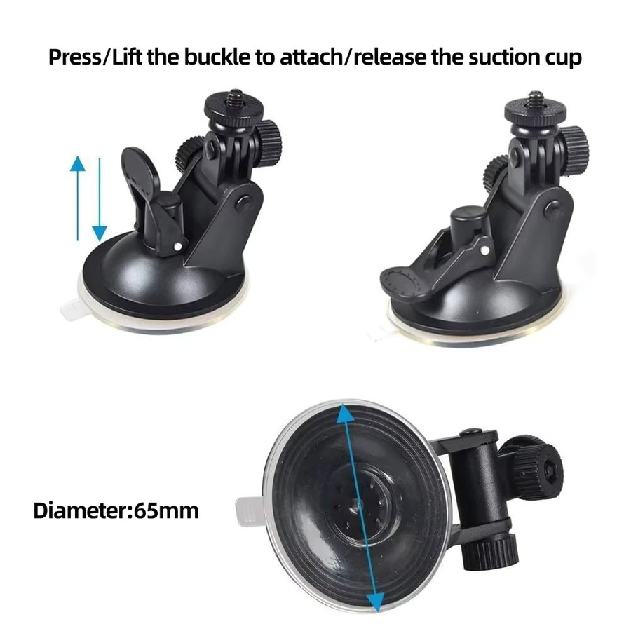 Universelle Auto-Saughalterung für Action-Kameras in Schwarz, kompatibel mit GoPro, Insta360, SJCAM, AKASO und DJI Osmo Action - Bild 3