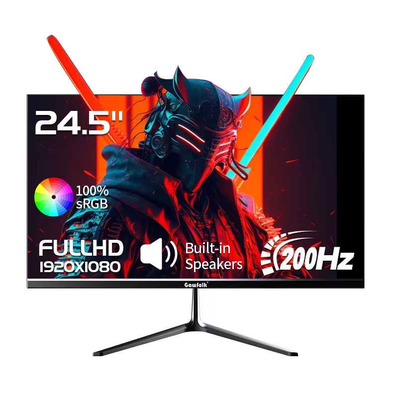 Gawfolk PC-Gaming-Monitor 24,5 Zoll Full HD 1080p mit 200 Hz, 1 ms Reaktionszeit, FreeSync und integrierten Lautsprechern, Schwarz, HDMI und DisplayPort - Bild 4
