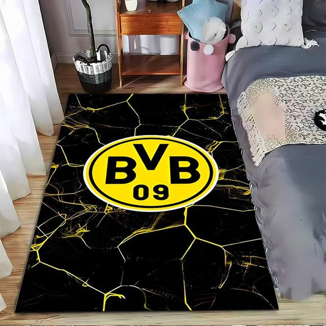 Haisilk Moon Teppich mit BVB 09 Fußball-Design in Schwarz-Gelb, Anti-Rutsch-Matte aus Polyester, B/B: 60 x 40 cm - Bild 1