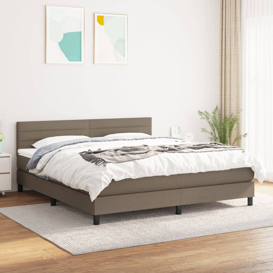 vidaXL Boxspringbett Hybrid mit Matratze in Taupe, B/T: 160 x 200 cm - Bild 3