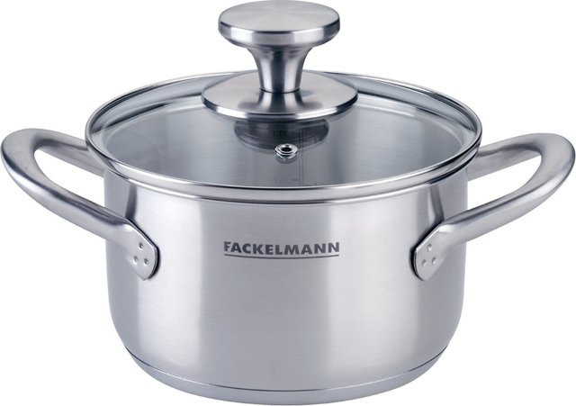 Fackelmann Kochtopf aus Edelstahl mit Glasdeckel, Silber, Durchmesser: 16 cm - Bild 1