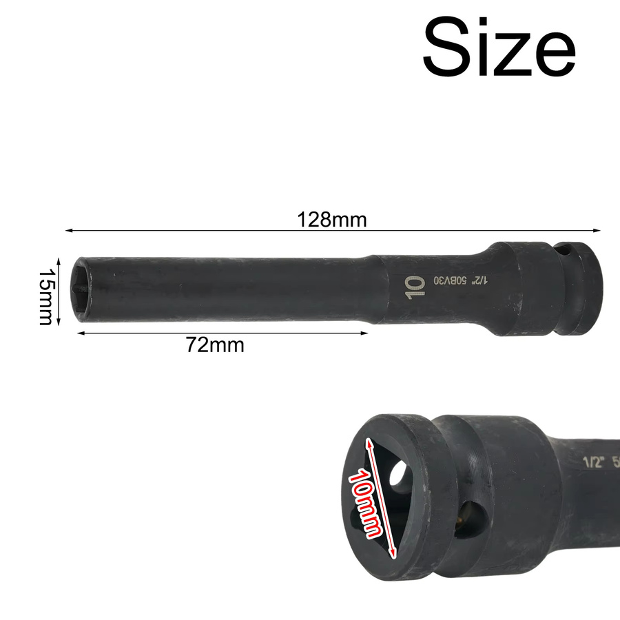 DAZZLEEX Schlagschrauber Hex-Buchsen-Set 1/2 Zoll mit Adapter für Reifenarbeiten, Schwarz, 8-24mm - Bild 4