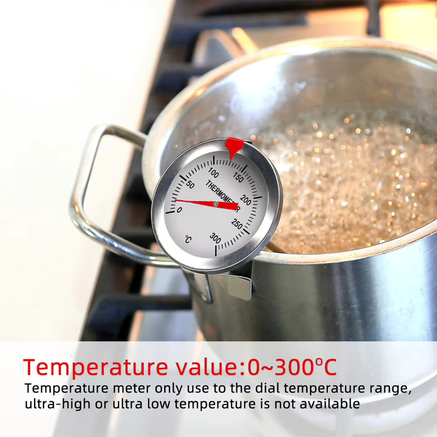 Yieryi Edelstahl Braten-Lebensmittelthermometer mit 300 mm Sonde, Silber, 0-300 °C mit Temperaturerinnerung - Bild 2