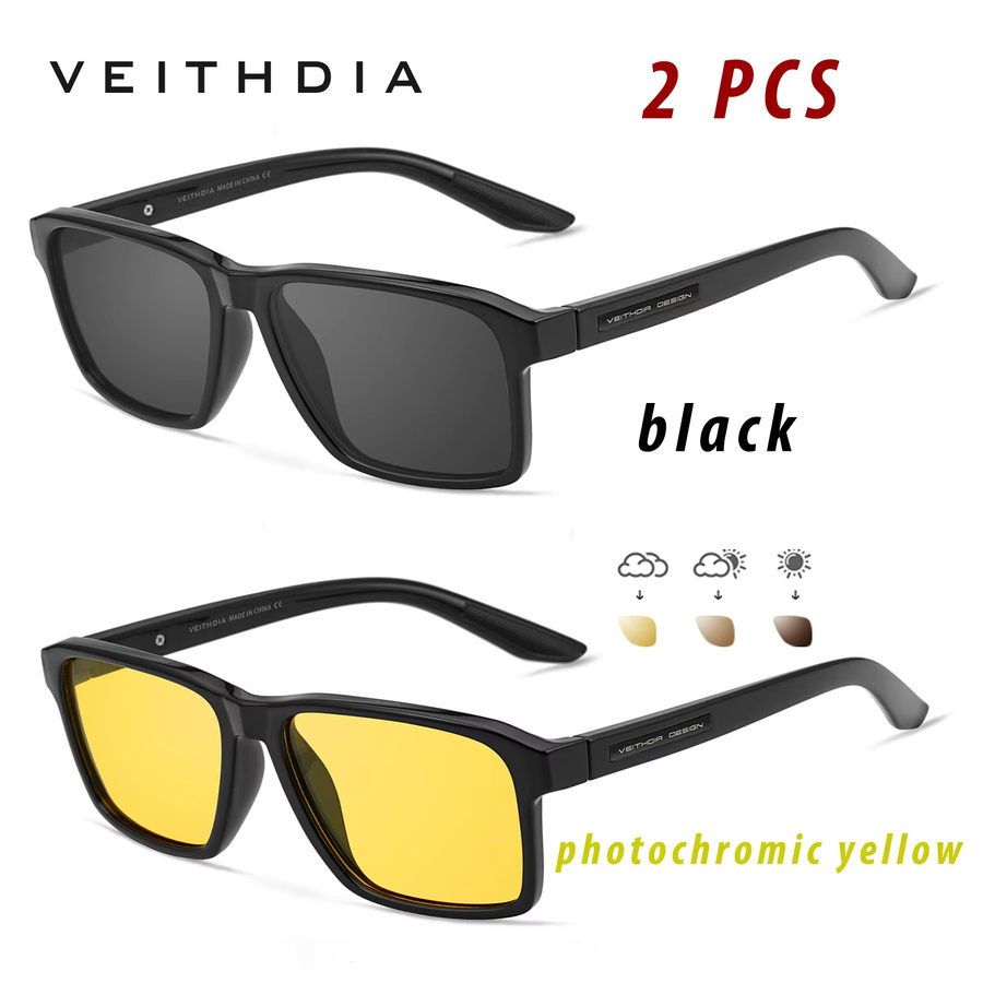 VEITHDIA D79T19 Sonnenbrille, Vollrand, Kunststoff, schwarz, polarisiert, verspiegelt, photochrom - Bild 2