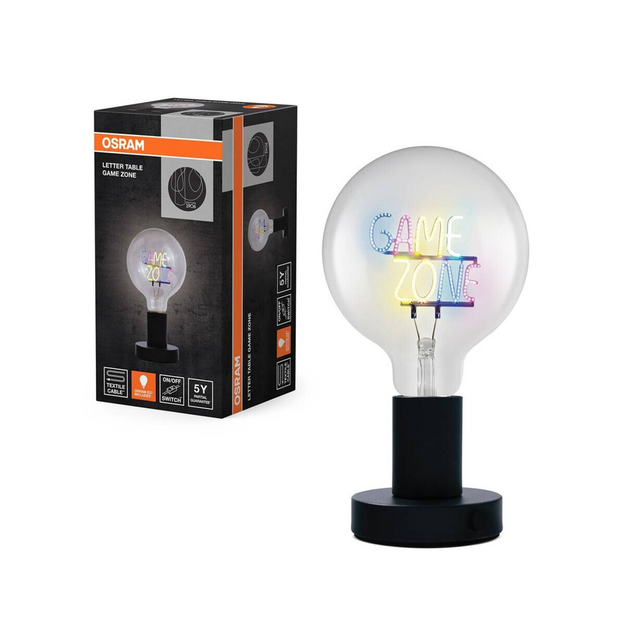 OSRAM LED-Tischleuchte Lettertable in Schwarz aus Metall mit E27 Fassung, B/H/T: 12,5 x 23 x 12,5 cm - Bild 3
