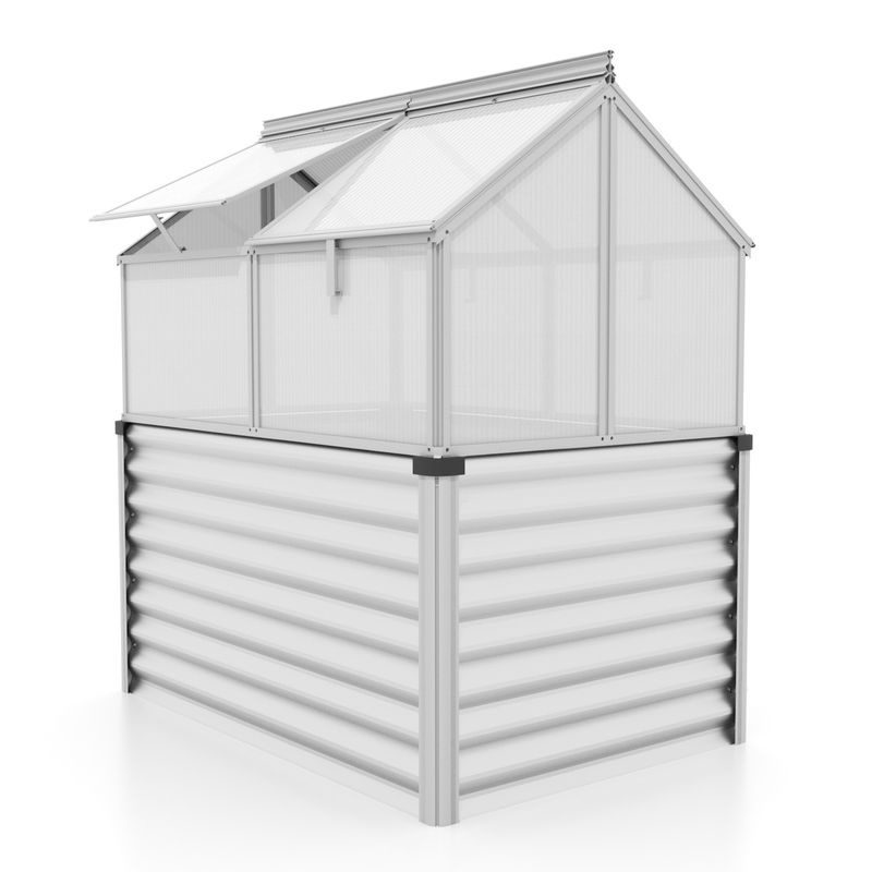 Vitavia Hochbeet Gaia Jumbo aus Aluminium in Silber mit Polycarbonat-Abdeckung, kippbar, B: 83 cm, T: 122 cm, H: 137 cm - Bild 2