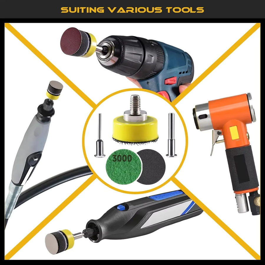 VIBRATITE Nass-Trocken-Schleifscheiben Set mit Stützteller und Schnittstellenpad, Durchmesser: 25 mm, Körnung: 60–10000, Schaft: 1/8 Zoll oder 1/4 Zoll - Bild 4