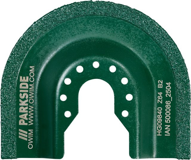 Parkside Zubehör für Multifunktionswerkzeug Fugensegmentblatt Z64 mit Diamantbeschichtung für Holz, Metall und Stein, Grün - Bild 1