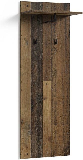 byLIVING Wandpaneel JAKOB in Old Wood Eiche mit Regal und 2 Haken, B/H/T: 48 x 140 x 28 cm - Bild 1
