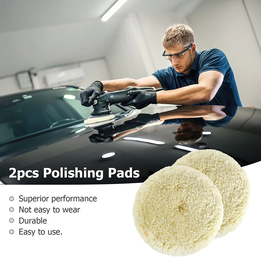 2-teiliges Polierpad-Set aus Naturwolle in Beige für die Auto-Detaillierung und Karosserie-Reparatur, Durchmesser: 7,6 bis 7 Zoll - Bild 4