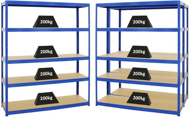 PROREGAL 3er Set Schwerlastregal Giant Elephant aus Metall und MDF, Blau, H x B x T: 180 x 150 x 45 cm - Bild 1