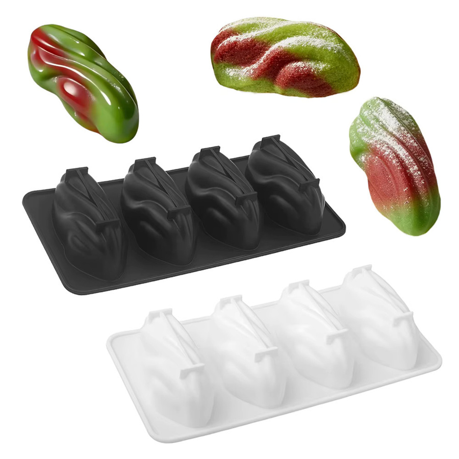 SHENHONG Silikon-Schokoladenform mit Pistazien-Design für Mousse und Dessert, 4-fach - Bild 2