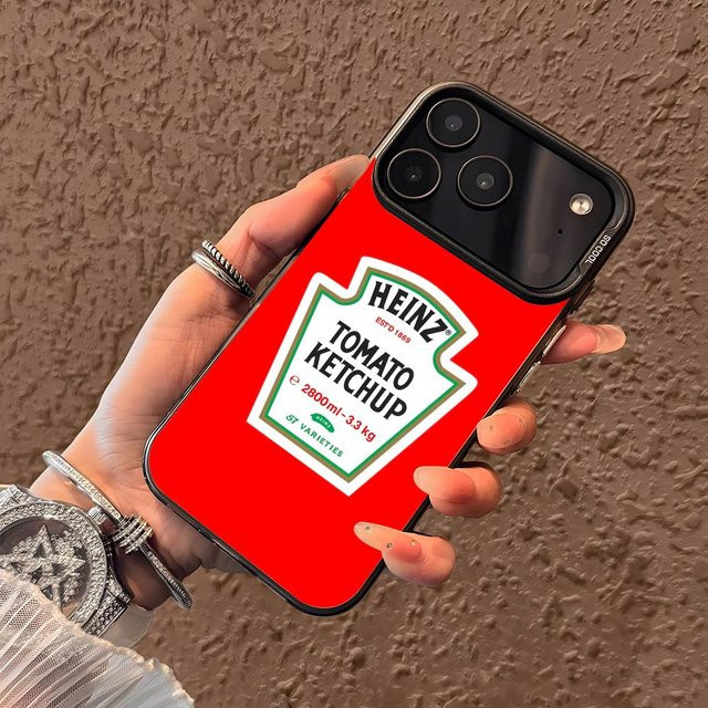 Heinz Tomato Ketchup Handyhülle für iPhone 11 bis 17 Pro Max in Rot und Weiß, Matte Laser Aurora stoßfeste Schutzhülle - Bild 1