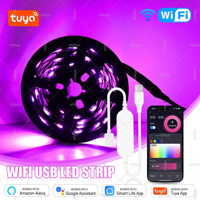 Arteco Smart LED Streifen RGB mit Tuya WiFi App-Steuerung für TV Hintergrundbeleuchtung und Raumdekoration - Bild 1