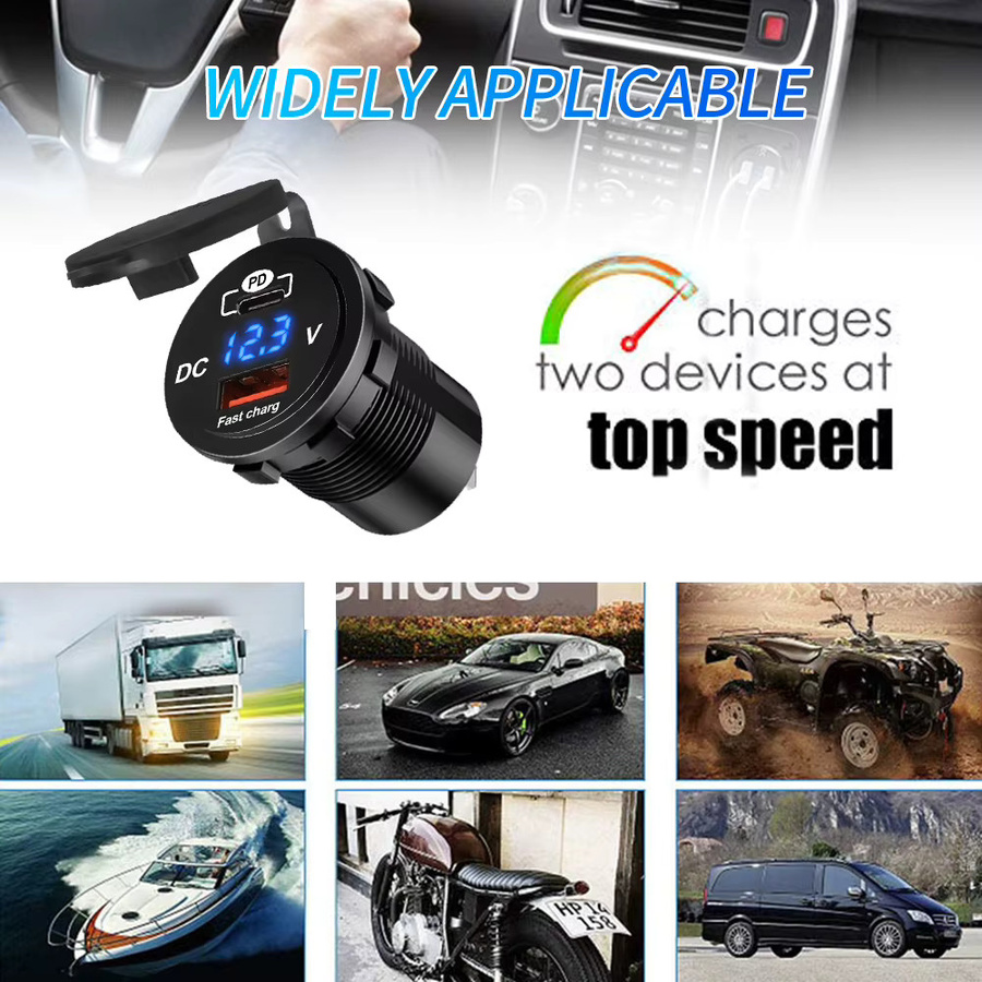 Kebidumei Dual-USB-Autoladegerät 68W 4,2A 12V mit wasserdichtem Panel in Schwarz für Fahrzeuge, Boote, LKWs und Motorräder - Bild 4