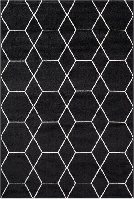 Sanat Teppich Trellis in Schwarz mit modernem Design, Breite: 80 cm, Länge: 150 cm - Bild 1