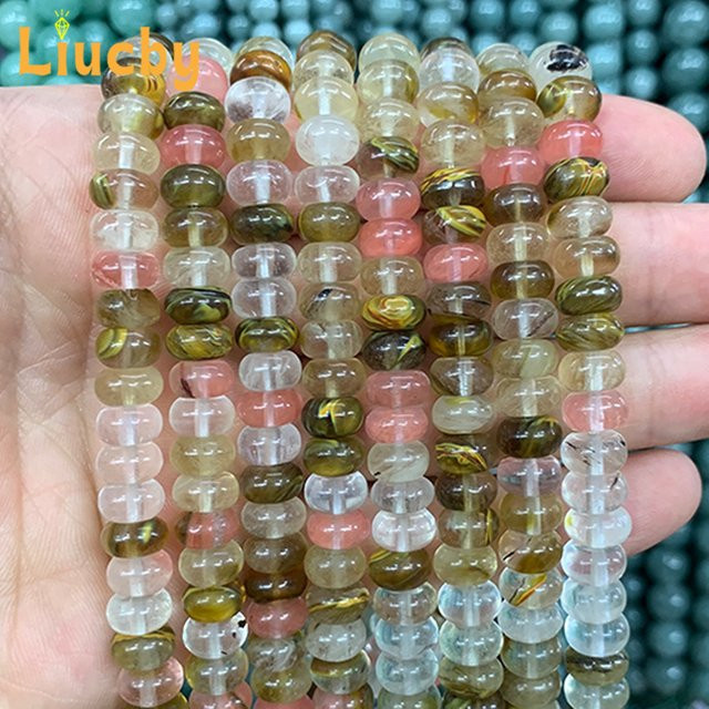 Liucby Abakus Spacer Perlen, Naturstein Wassermelone, 4/6/8mm - Bild 1