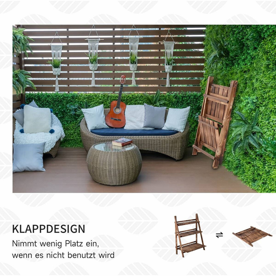 Outsunny Pflanzentreppe aus Tannenholz in Braun mit 3 Stufen, B/T/H: 80 x 37 x 93 cm - Bild 3