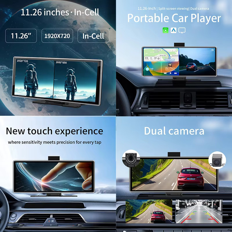 MicroData Wireless Carplay 4K DVR mit 11,26 Zoll HD Touchscreen und Dual-Kamera in Schwarz - Bild 3
