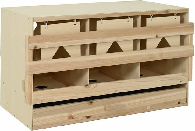 VD Home Furnishing Hühnerlegebox mit 3 Abteilen aus Massivholz Kiefer, Beige, B/T/H: 96 x 40 x 45 cm - Bild 1