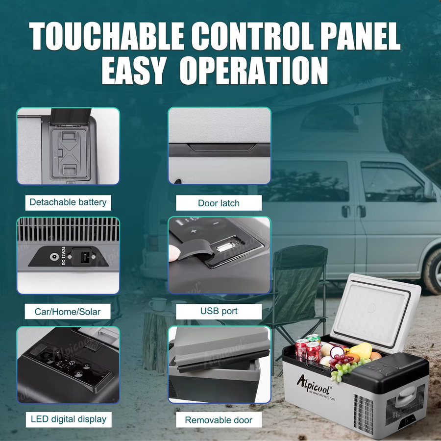 Alpicool EC15 Kompressor-Kühlbox 15L in Grau, Tragbarer Mini-Kühlschrank und Gefrierbox für Auto, LKW, Boot und Wohnmobil - Bild 4