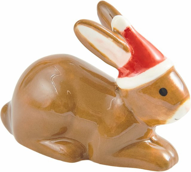 Rico Design Porzellan Hase mit Weihnachtsmütze in Braun - Bild 1