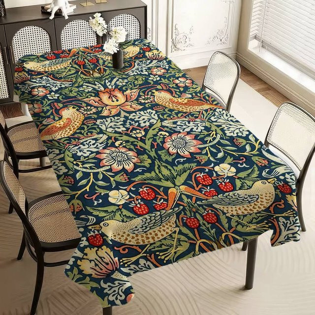 Wasserabweisende Tischdecke JMG Household Supplies mit William Morris Strawberry Thief Design, Rechteckig, Mehrfarbig, B: 100 cm, L: 160 cm - Bild 1