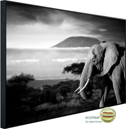 papermoon Infrarotheizung EcoHeat Elefant mit Landschaft in Bunt mit Matt-Effekt, App-Steuerung und Überhitzungsschutz - Bild 1