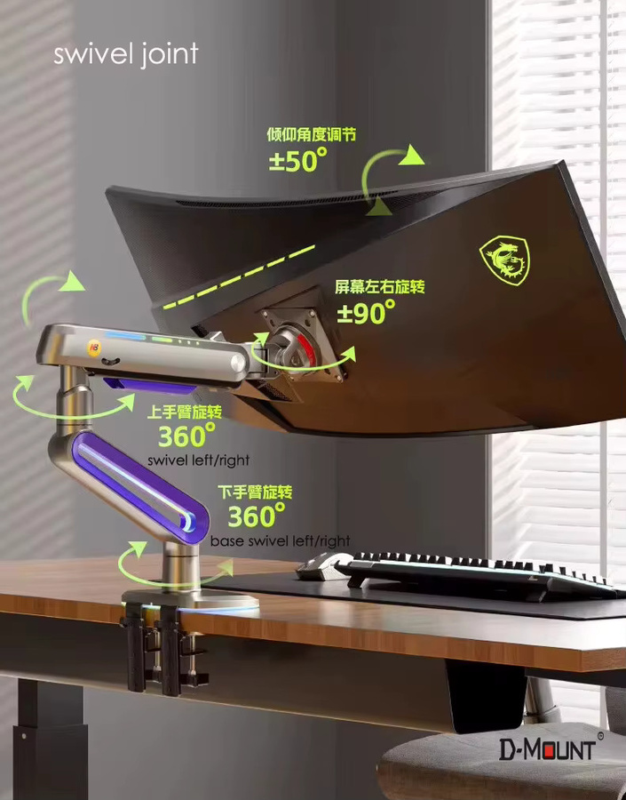 NB G70 RGB Monitorhalterung für gebogene Lichtbogensiebe 32–60 Zoll Traglast 2–20 kg - Bild 2