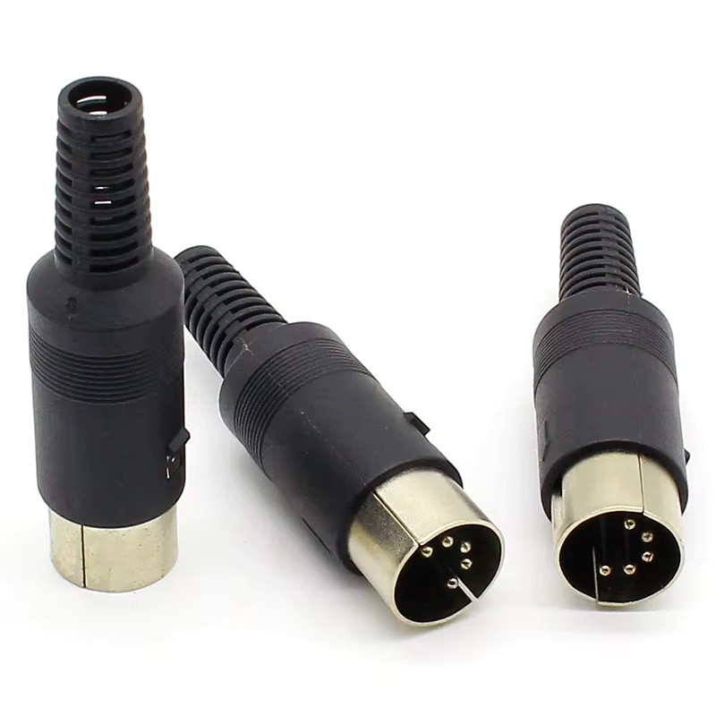 ELECAPITAL 3er-Set 5Pin DIN Lötstecker mit Kunststoffgriff in Schwarz - Bild 2