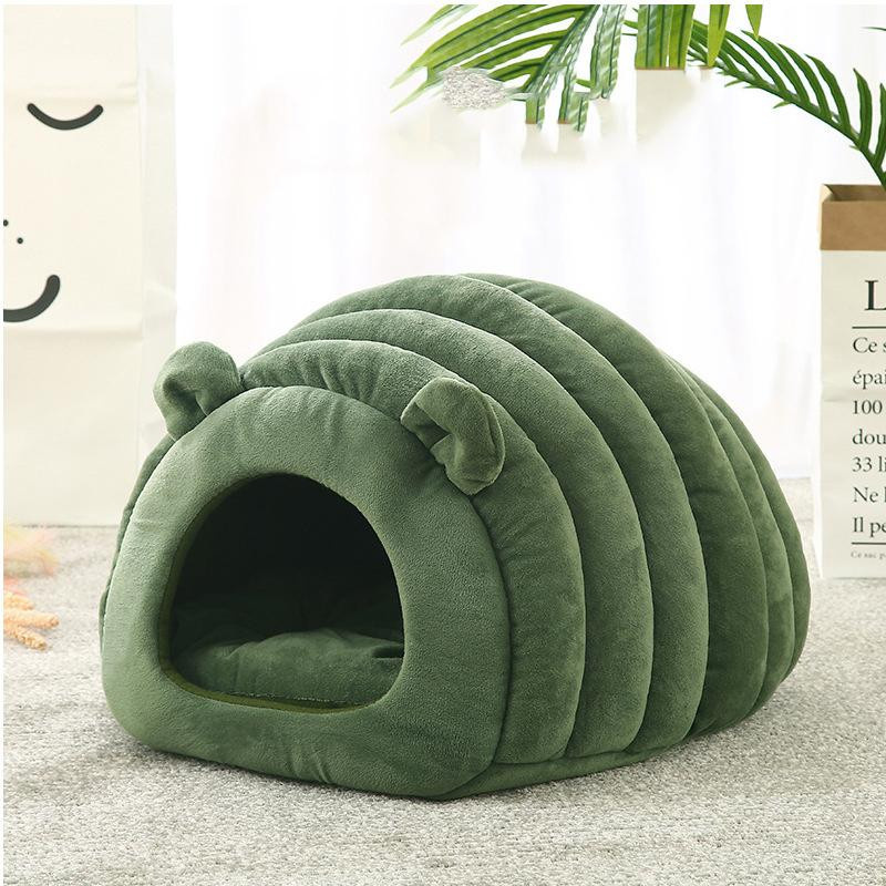 Katzennest Yiran Furniture Wärmehaus für Katzen und Welpen aus Cord in Braun, Größe L - Bild 2