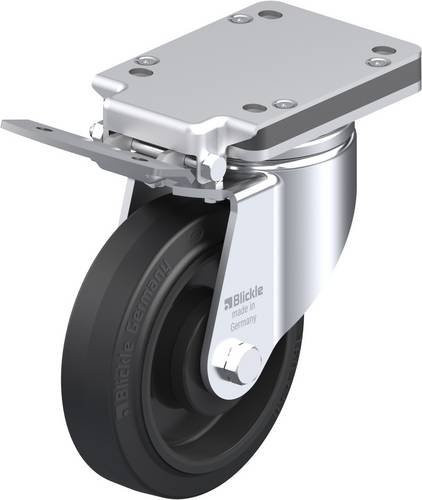Blickle Lenkrolle LH-POEV 160KA-IS mit Feststeller in Schwarz und Silber, Rad-Durchmesser: 160 mm, Tragfähigkeit: 400 kg - Bild 1