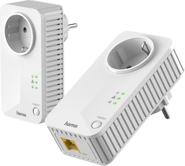 Hama Powerline 600 Mbps Set Socket Ethernet LAN in Weiß - Bild 1