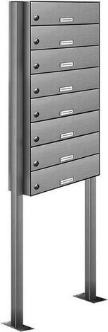 AL Briefkasten-System für 8 Parteien mit Zaundurchwurf, silberfarben, B/H/T: 153,42 x 170,0 x 27,5 cm - Bild 1