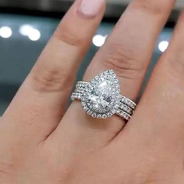 Huitan Ring-Set, 3-teilig, Zirkonia, Schwarz, Damen - Bild 1