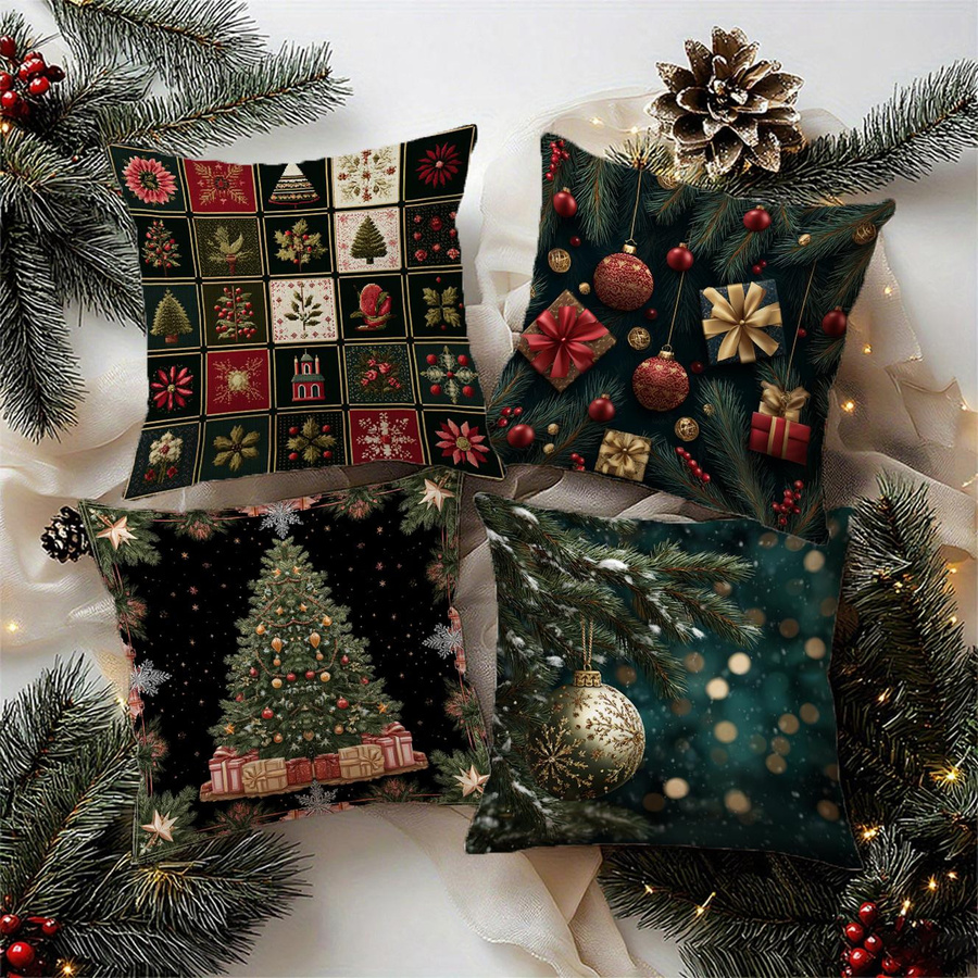 Dekorative Weihnachtliche Kissenbezüge von Tinika Chen in Multicolor, Peach Skin Material, B/B: 18 x 18 cm - Bild 4
