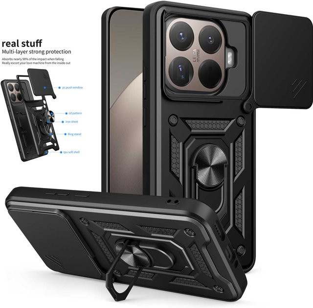 Gepanzerte Schutzhülle mit Magnetring und Kameraschutz für Xiaomi 15, 14T Pro, 15 Pro und 17 Pro Max in Grün - Bild 1