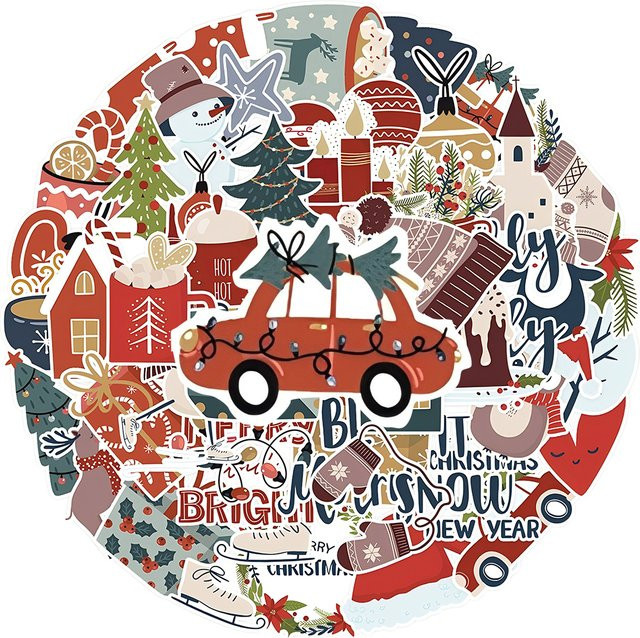 Charile Kawaii Cartoon Santa Claus Aufkleber Set, Wasserdichte Retro Weihnachten Dekoration für Laptop und Sammelalbum, Mehrfarbig - Bild 1
