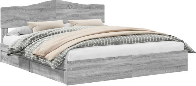 vidaXL Stauraumbett mit Schubladen in Grau Sonoma, B/T/H: 200 x 200 x 90 cm - Bild 1