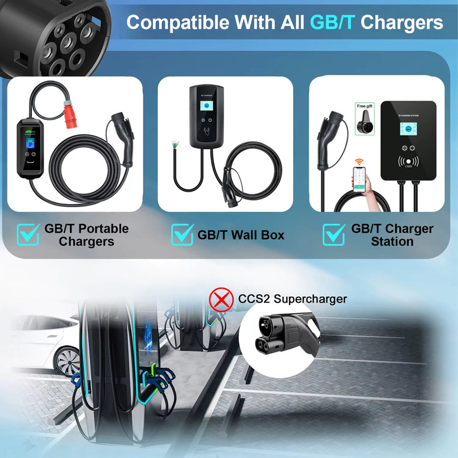 Kolanky GBT auf Typ 2 EV-Adapter, 32 A 7,2 kW, Farbe: Schwarz - Bild 3