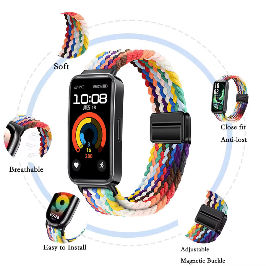 Huawei Uhrenarmband Nylon, geflochtene Schleife, Multicolor, Unisex - Bild 2