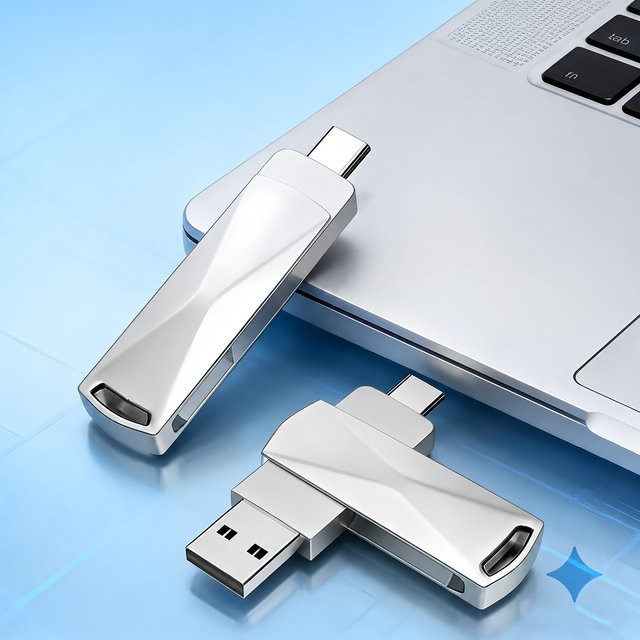 USB-Stick Mini Metall USB 2.0 Flash-Laufwerk in Silber für PC und OTG - Bild 1