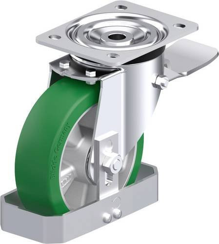 Blickle L-ALST 160K-ST-FS Stahlblech-Lenkrolle in Silber und Green mit 160 mm Rad-Durchmesser und 400 kg Tragfähigkeit - Bild 1