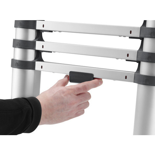 Hailo Teleskopleiter T80 FlexLine aus Aluminium mit 9 Sprossen, Silber, Schwarz, Rot, max. Arbeitshöhe: 3,4 m - Bild 5
