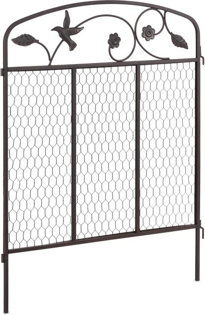 Relaxdays Beeteinfassung aus Metall in Dunkelbraun, 3-teiliges Set, steckbar und erweiterbar, B/H: 186 x 64 cm - Bild 1