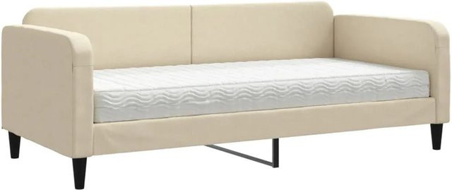 vidaXL Tagesbett mit Matratze in Creme und Beige, gepolstert aus Stoff und Schaumstoff, B/T/H: 90 x 200 cm - Bild 1