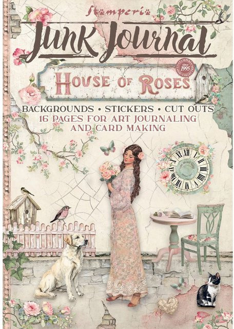 Stamperia Junk Journal Book House of Roses in Multicolour, Format A4 - Bild 1