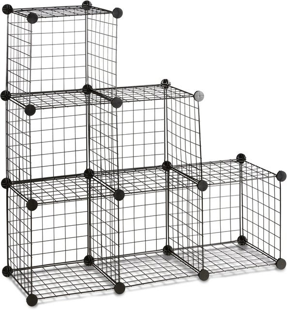 Relaxdays Regalsystem aus Metall mit 6 Fächern in Schwarz, Industrial Chic, B/H/T: 96 x 96 x 32 cm - Bild 1
