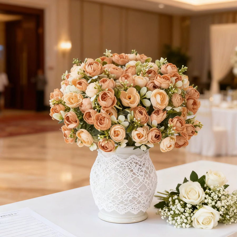 ZQCY Seidenrosen Pink – Künstliche Teeblüten für Brautstrauß, Hochzeit und Tischdekoration - Bild 1